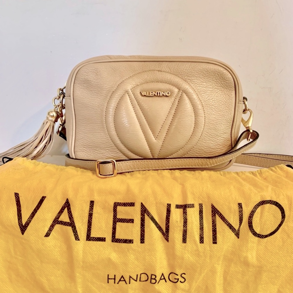 Valentino Mía Taupe Sauvage Leather Croosbody Bag